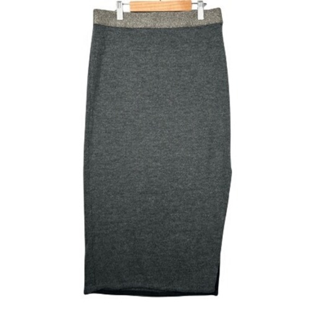 Moth Anthropologie Maxi Sweater Skirt Long Fall Grey Stretchy‎ M Column Knit